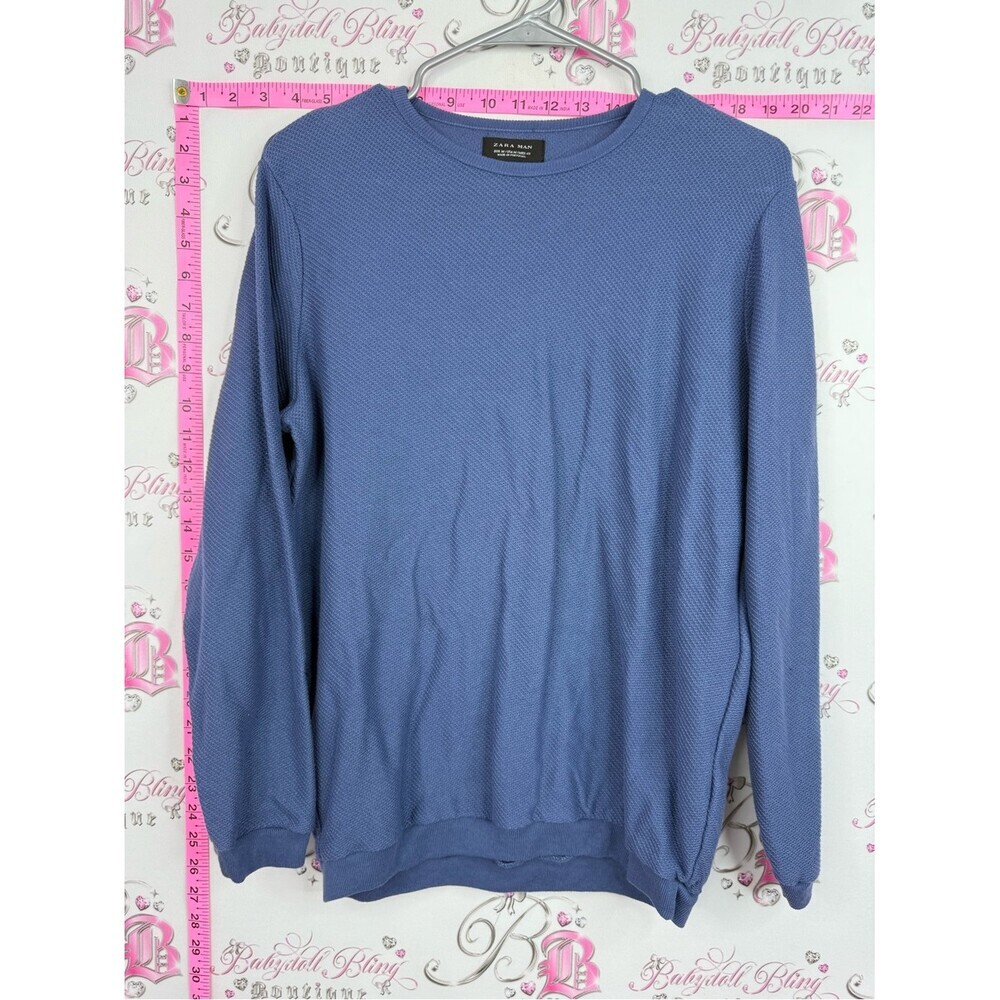 Zara Man Textured Crewneck Sweater - Dusty Blue